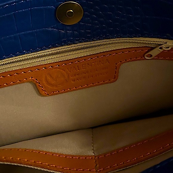 VALENTINA BLUE LEATHER SHOULDER BAG! - Picture 4 of 14